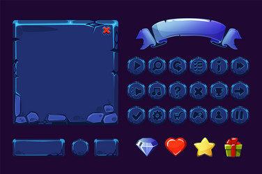 Neon Stone UI Button Set vector image
