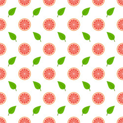 seamless pattern with grapefruits and leaf vector image