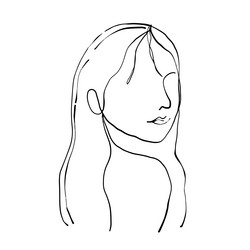 Woman face line drawing and modern abstract vector