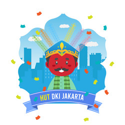 birthday jakarta greeting card with traditional vector