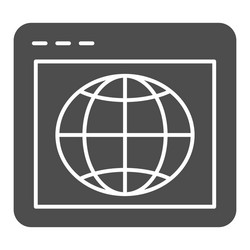 browser with globe solid icon web page vector image