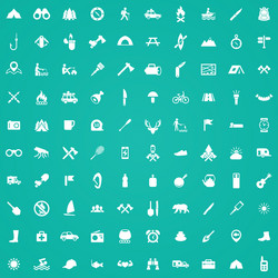 camping 100 icons universal set for web and ui vector image