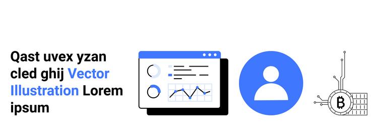 data analytics dashboard user icon and bitcoin vector image