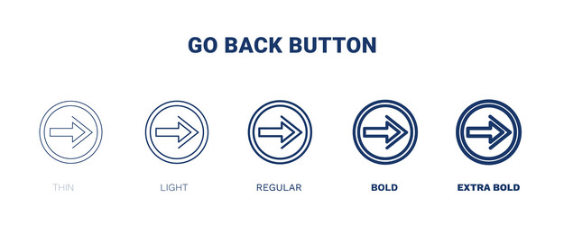Go back button icon thin light regular bold black vector