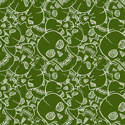 Seamless pattern with random skulls vector