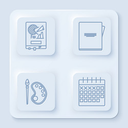 Set line board with graph chart notebook paint vector
