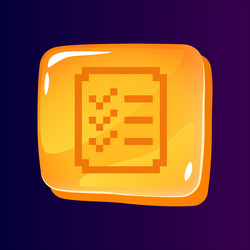 Task list glossy ui button with pixelated icon vector