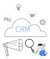 crm cloud platform with automation bot search vector image