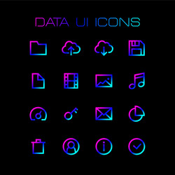 data and media ui icons set for simple flat style vector image