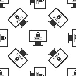 grey monitor with password notification and lock vector image