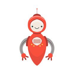 Red friendly android robot character without legs vector