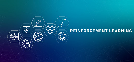 reinforcement learning machine gradient header vector image