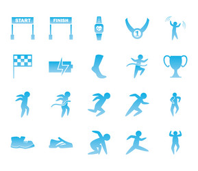 Running gradient style icon set design vector