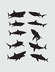 Shark Silhouettes - Dark Art Vector Image