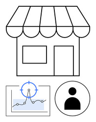small business storefront with data analytics vector image