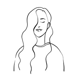 woman face line drawing and modern abstract Vector Image