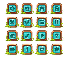 cartoon square buttons menu set vector