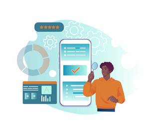 digital app analysis with user interaction vector image
