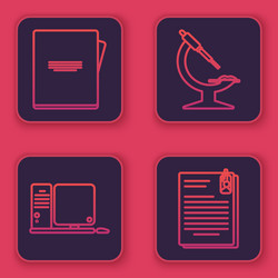 set line notebook computer monitor with keyboard vector image