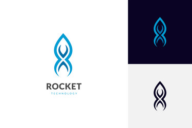 simple rocket logo icon design with outline style vector image
