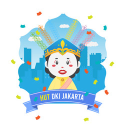 birthday jakarta greeting card with traditional vector