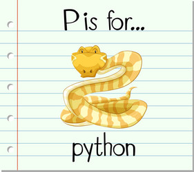 flashcard letter p is for python vector