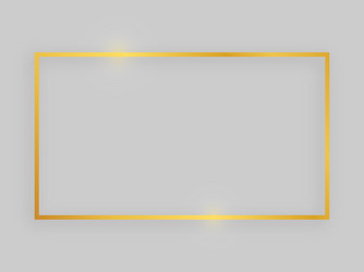 gold rectangular shiny frame with glowing effects vector image