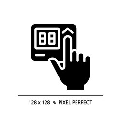 hand with thermostat pixel perfect black glyph vector