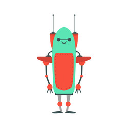 Red and green friendly android robot with two vector