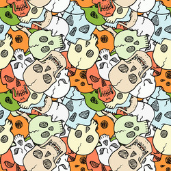 seamless pattern with random skulls vector image