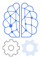 brain diagram with network connections and gears vector image