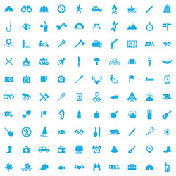 Camping 100 icons universal set for web and ui vector