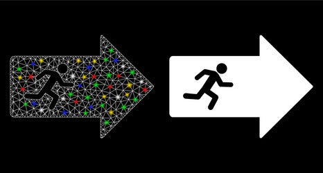 flare mesh wire frame exit arrow icon with vector image