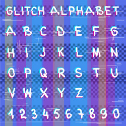 glitch hacker alphabet vector image