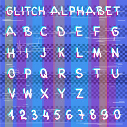 glitch hacker alphabet vector