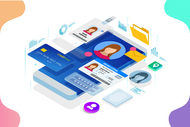 isometric personal data information app identity vector