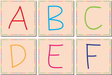 a to f alphabets set 1 vector