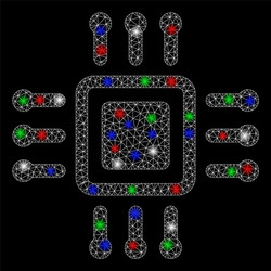 bright mesh network processor with light spots vector image