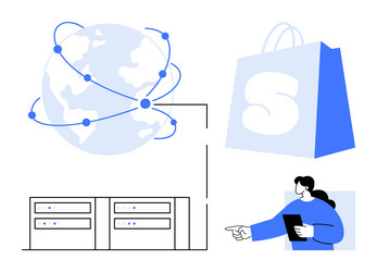 global e-commerce and network integration visual vector image