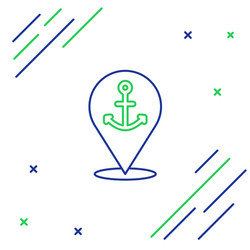 line map pointer with anchor icon isolated vector image