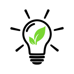 Ecology bulb with leaf icon energy saving lamp vector