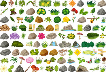 Large group isolated objects theme - landforms Vector Image