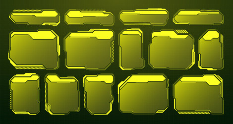 yellow futuristic hud ui elements sci-fi user vector image