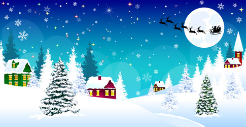 christmas winter village night snow santa Vector Image