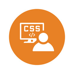 Coding css developer icon orange color eps vector