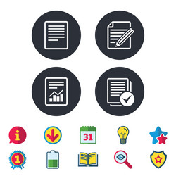document icons file with chart and checkbox vector image
