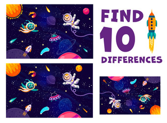 find ten differences game with astronaut character vector image