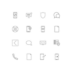network and database simple linear icons set vector image