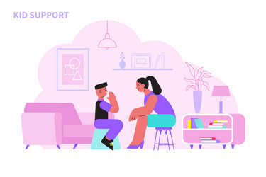 psychological support flat vector