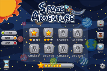 Game template with planets in solar system vector